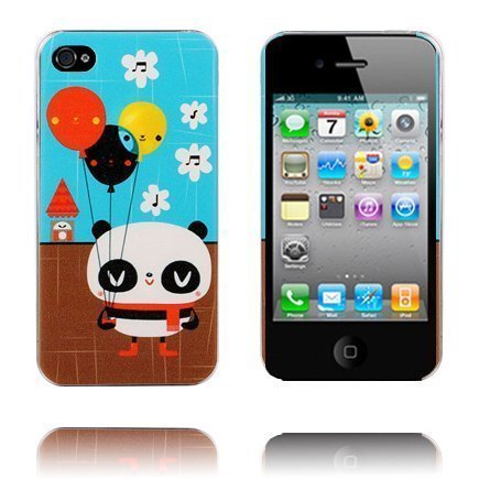 Cute Cartoon Panda & Ilmapallot Iphone 4 / 4s Suojakuori