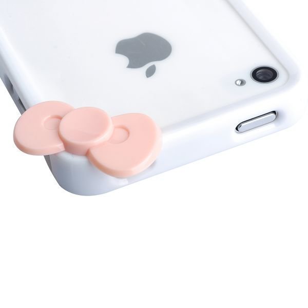 Cute Loop Valkoinen Vaaleanpunainen Iphone 4 / 4s Bumper