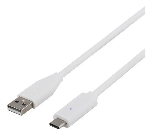 DELTACO USB 2.0 kaapeli Tyyppi C Tyyppi A ur 1m valkoinen