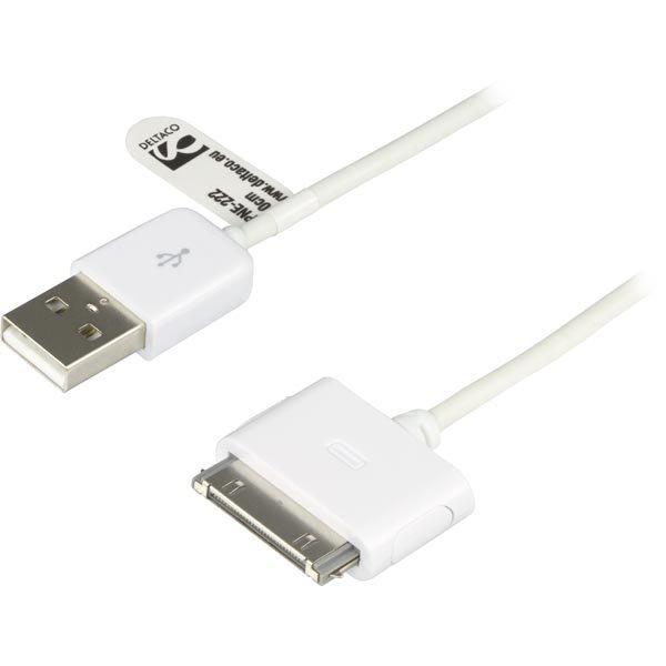 DELTACO USB-synkronointikaapeli iPhone/iPod 0 5m musta