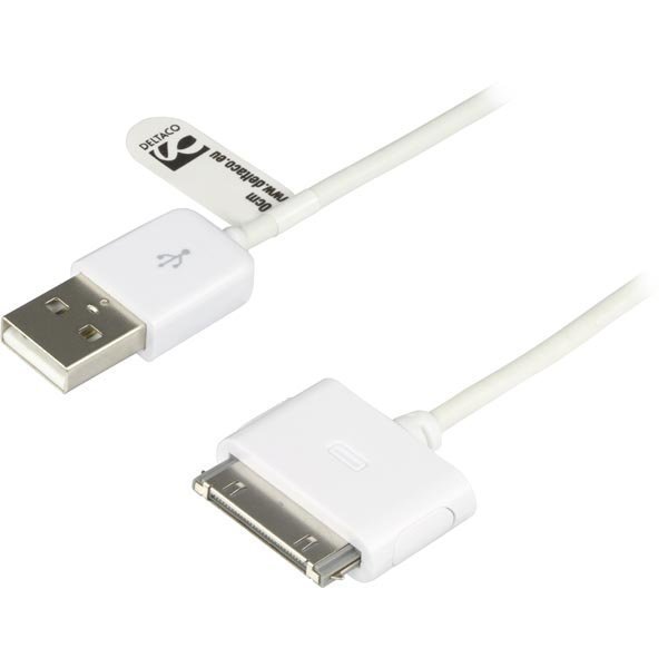 DELTACO USB-synkronointikaapelil iPhone/iPod 0 1m musta