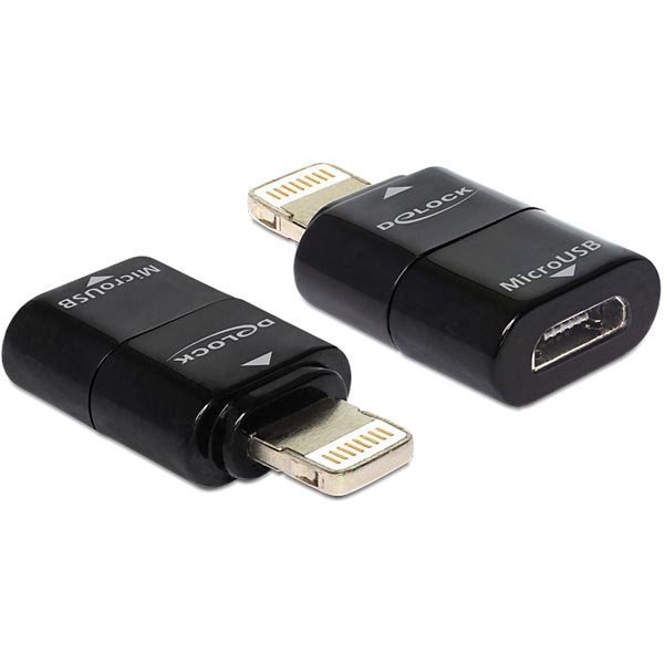 DeLOCK sovitin Lightning ur USB Micro-B na musta