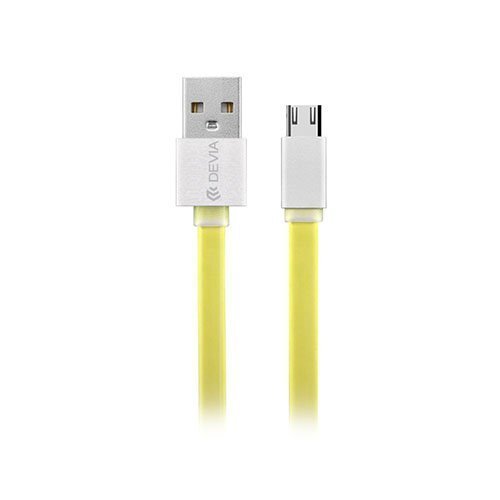 Devia 2.1a Mikro Usb Siirto Ja Latauskaapeli Keltainen