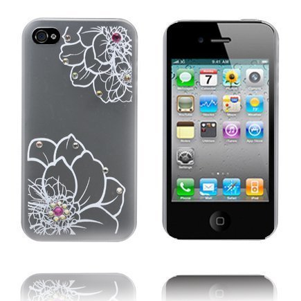 Diamond Flower Matta Läpikuultava Valkoinen Iphone 4s Suojakuori