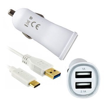 Dinic Dual USB 3.1 Tyyppi-C Autolaturi Valkoinen