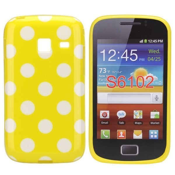 Dots Keltainen / Valkoinen Samsung Galaxy Y Duos Silikonikuori