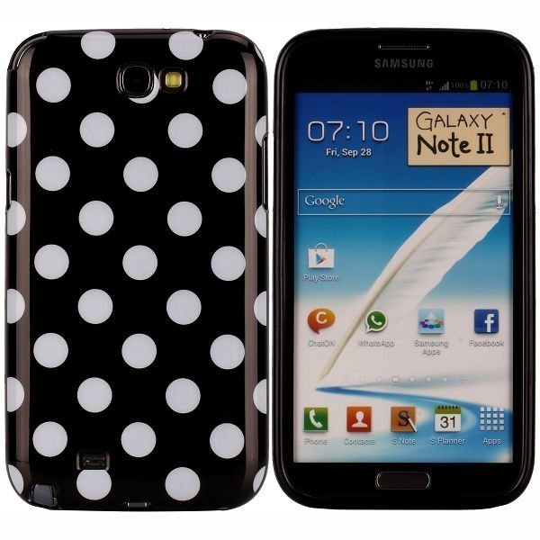 Dots Musta Valkoinen Samsung Galaxy Note 2 Silikonikuori