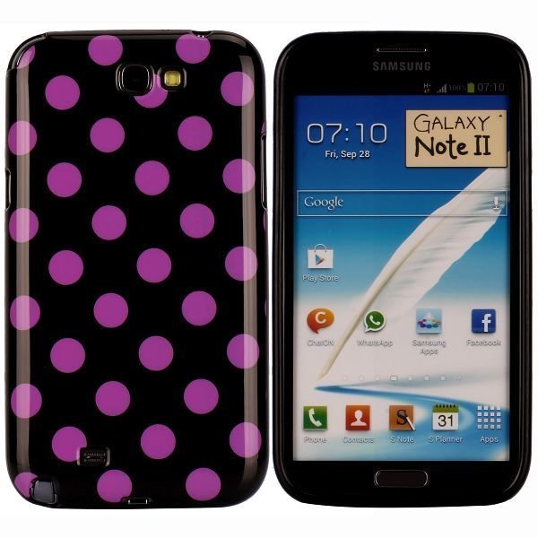 Dots Musta / Violetti Samsung Galaxy Note 2 Silikonikuori