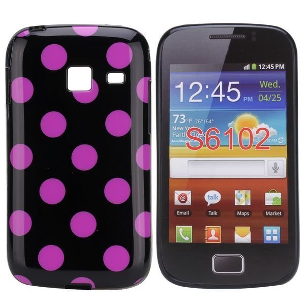 Dots Musta / Violetti Samsung Galaxy Y Duos Silikonikuori
