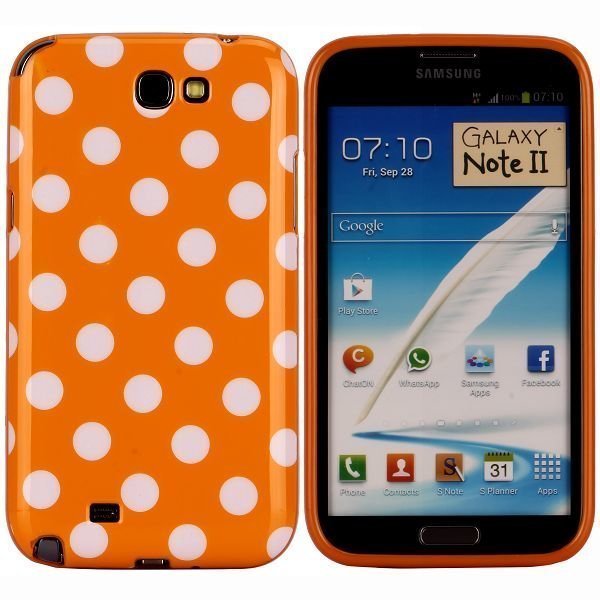 Dots Oranssi Samsung Galaxy Note 2 Silikonikuori