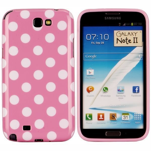 Dots Pinkki Samsung Galaxy Note 2 Suojakuori