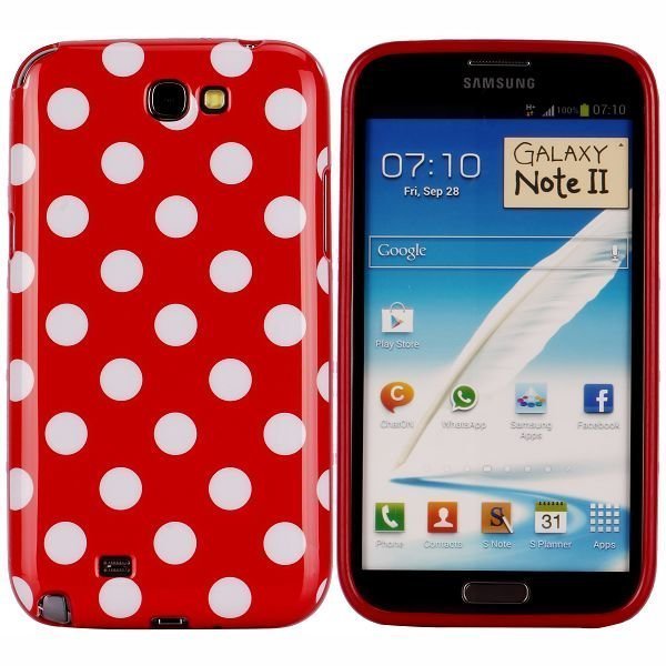 Dots Punainen Samsung Galaxy Note 2 Silikonikuori
