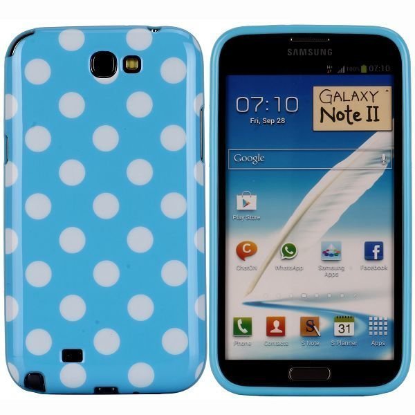 Dots Sininen Samsung Galaxy Note 2 Silikonikuori