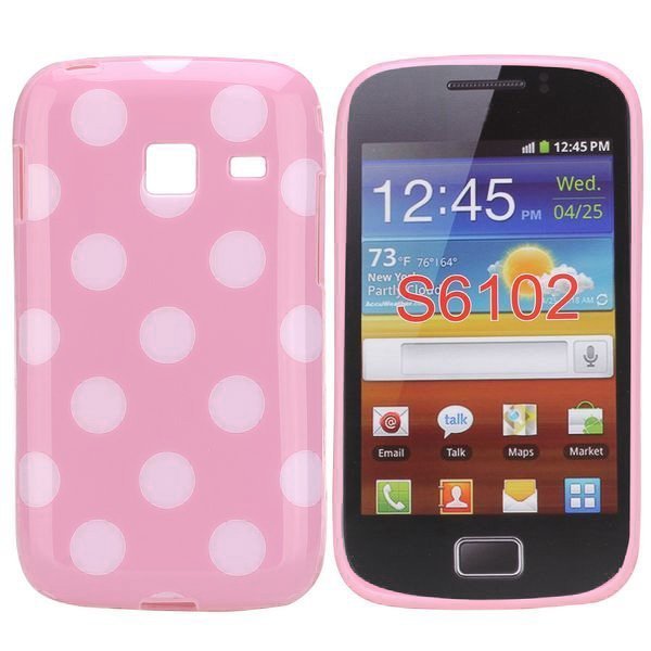 Dots Vaaleanpunainen / Valkoinen Samsung Galaxy Y Duos Silikonikuori
