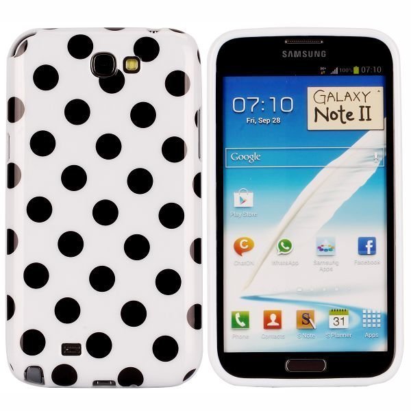Dots Valkoinen Samsung Galaxy Note 2 Silikonikuori