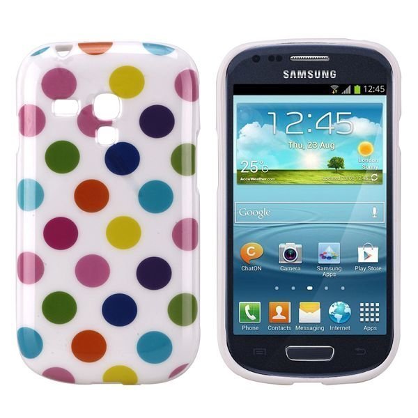 Dots Valkoinen Värikkäät Pisteet Samsung Galaxy S3 Mini Silikonikuori