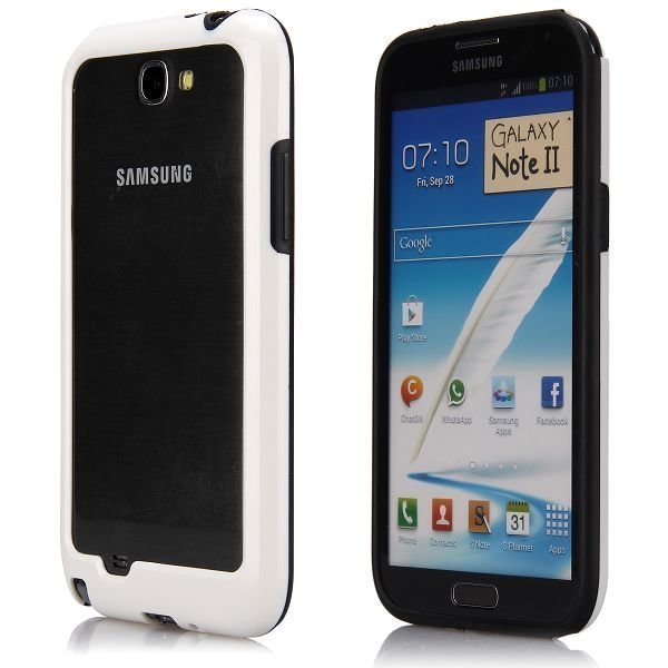 Dual Compund Valkoinen Musta Samsung Galaxy Note 2 Bumper