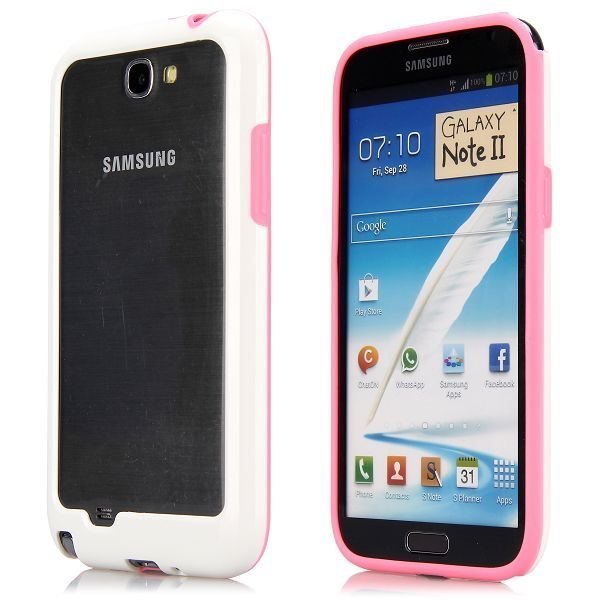 Dual Compund Valkoinen Vaaleanpunainen Samsung Galaxy Note 2 Suojakehys