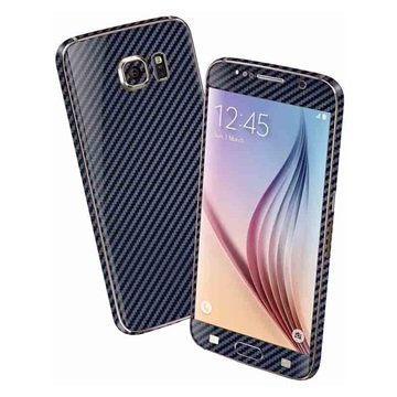 EasySkinz 3D Kuvioitu Hiilikuitukuori Samsung Galaxy S6 Tummansininen