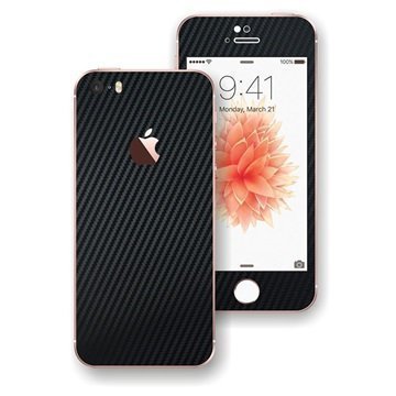 EasySkinz 3D Kuvioitu Hiilikuitukuori iPhone SE Musta