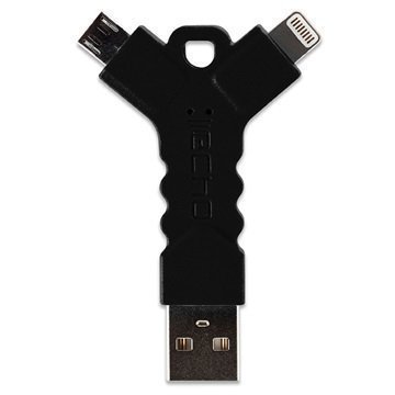 Echo Connect USB-Sovitin Avaimenperä Lightning MicroUSB Musta