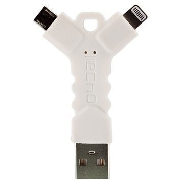 Echo Connect USB-Sovitin Avaimenperä Lightning MicroUSB Valkoinen