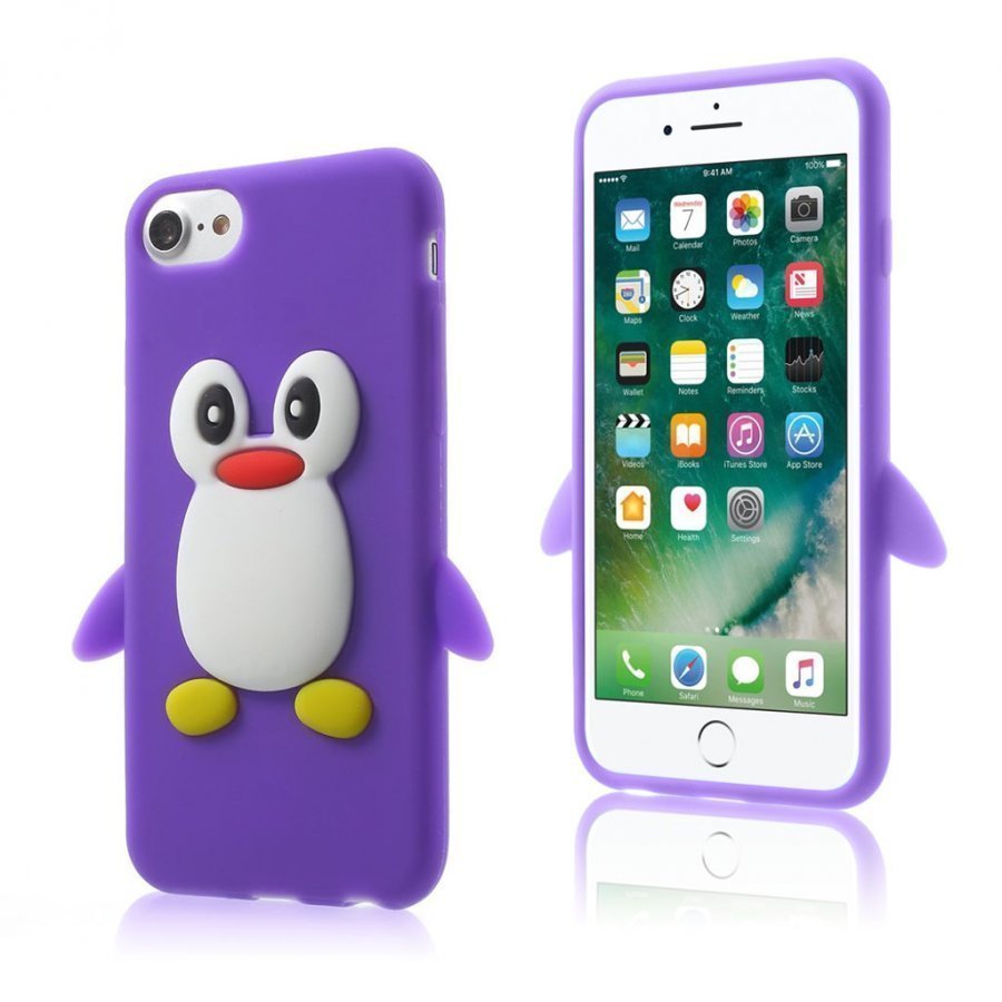 Eckersberg Iphone 7 Pingviini Silikoni Kuori Violetti