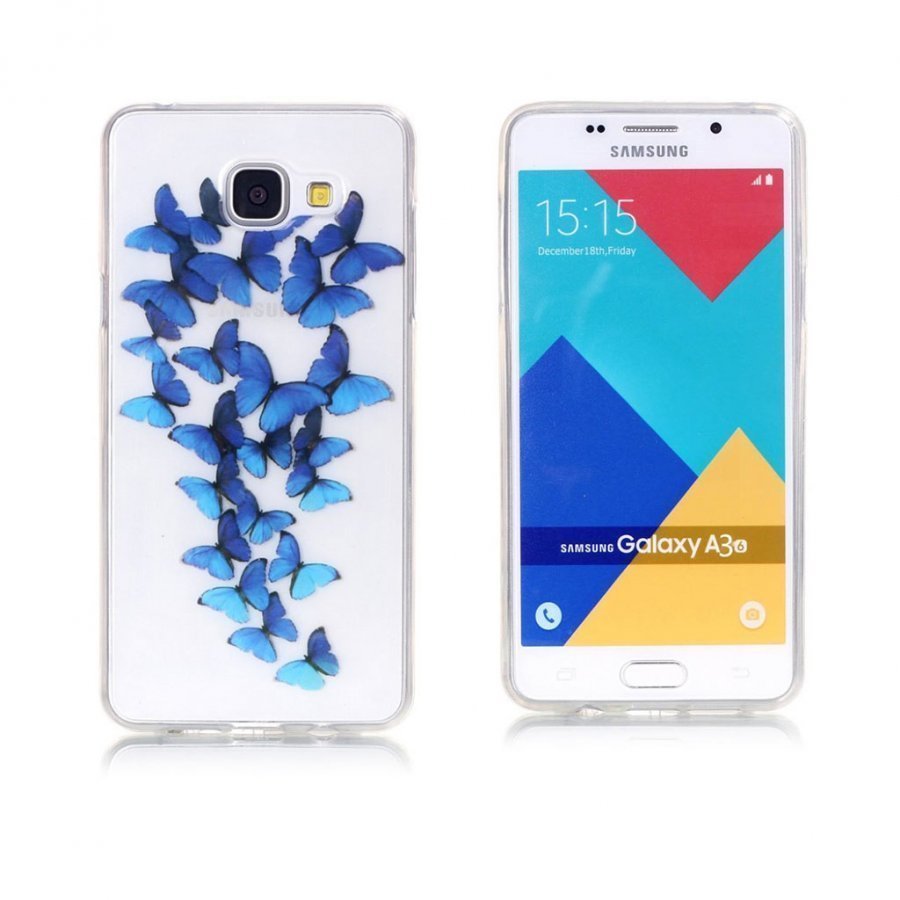 Eckersberg Samsung Galaxy A3 2016 Kuori Sinisiä Perhosia