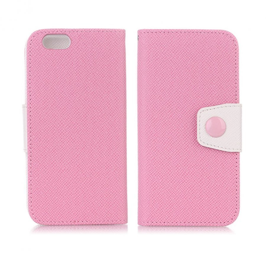 Edwardson Iphone 7 Kaksivärinen Nahkakotelo Standillä Pinkki