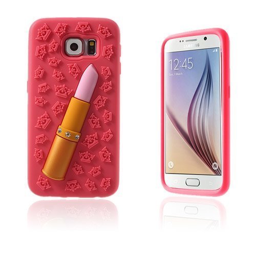 Embossed Samsung Galaxy S6 Suojakuori Kuuma Pinkki