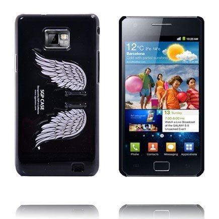 Enkelin Siivet Standi Musta Samsung Galaxy S2 Suojakuori