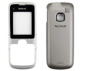 Etupaneeli + Akku kansi Nokia C1-01 silver musta Alkuperäinen