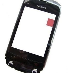 Etupaneeli Nokia C2-03/ C2-06/ C2-08 chrome musta Alkuperäinen