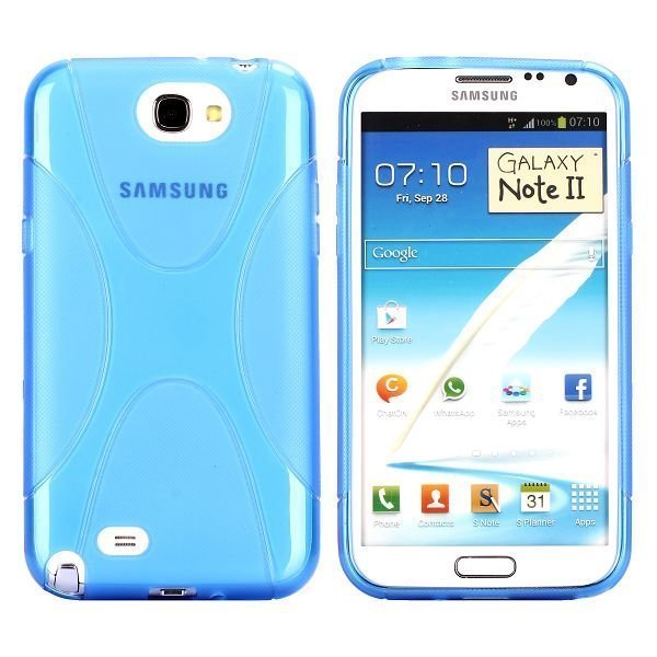 Explorer Läpikuultava Sininen Samsung Galaxy Note 2 Silikonikuori
