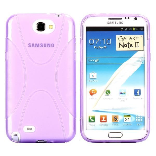 Explorer Läpikuultava Violetti Samsung Galaxy Note 2 Silikonikuori
