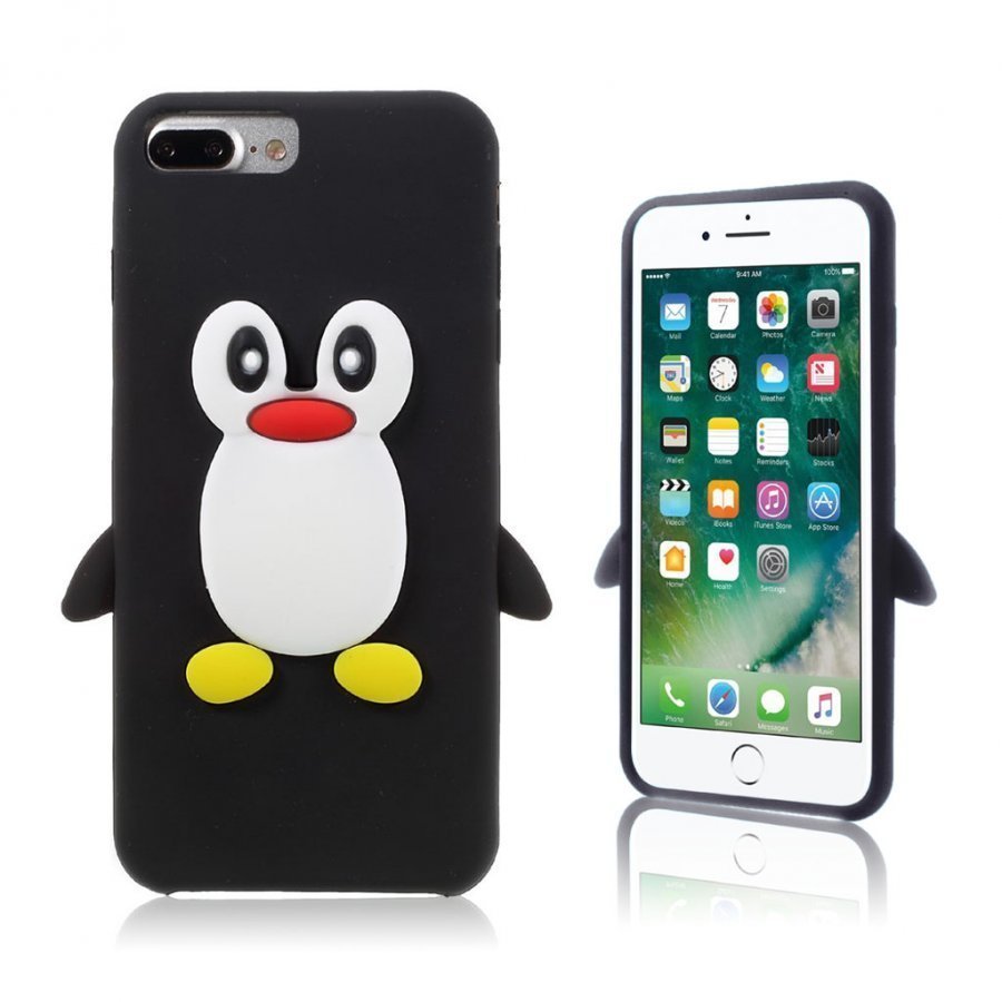 Falk Iphone 7 Plus 3d Pingviini Pehmeä Kuori Musta