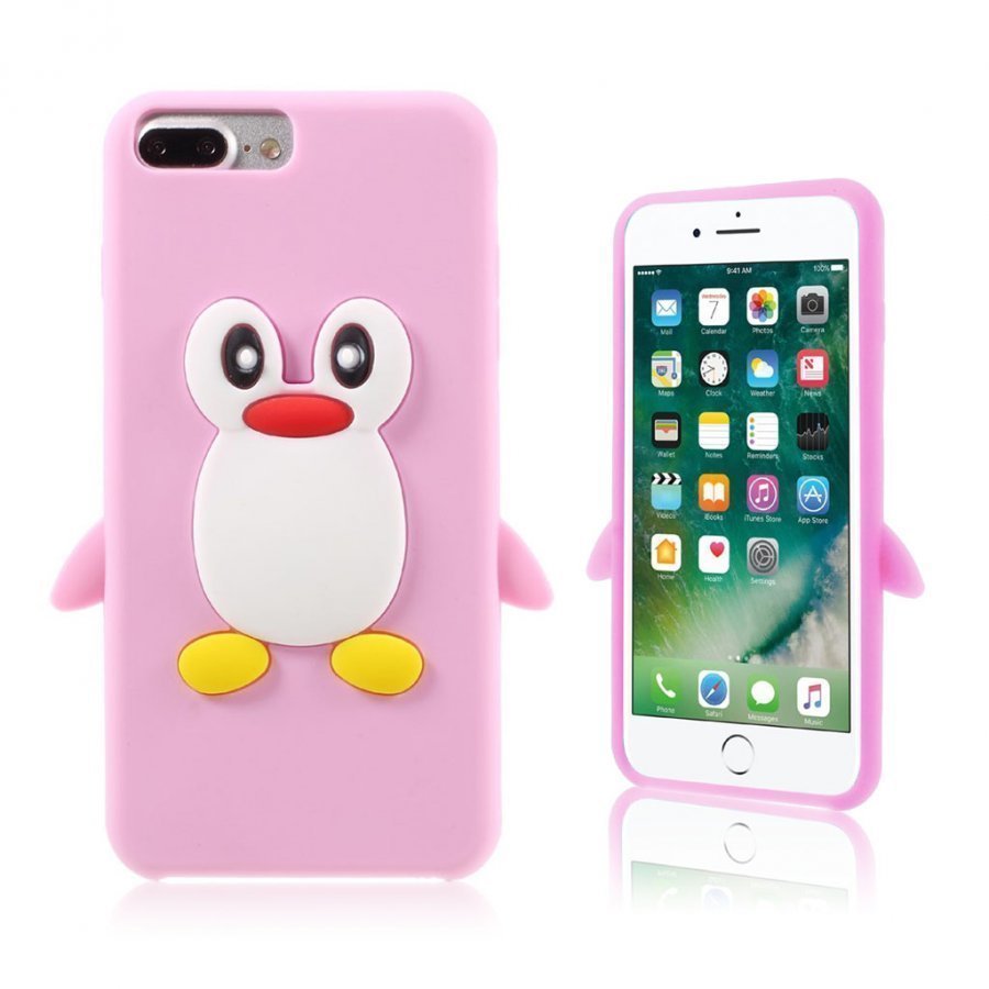 Falk Iphone 7 Plus 3d Pingviini Pehmeä Kuori Pinkki