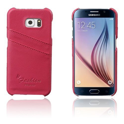 Fashion Samsung Galaxy S6 Aito Nahkakotelo Korttitaskuilla Kuuma Pinkkiki