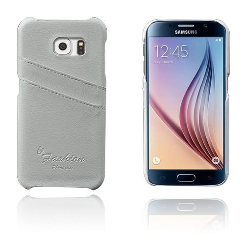 Fashion Samsung Galaxy S6 Aito Nahkakotelo Korttitaskuilla Valkoinen