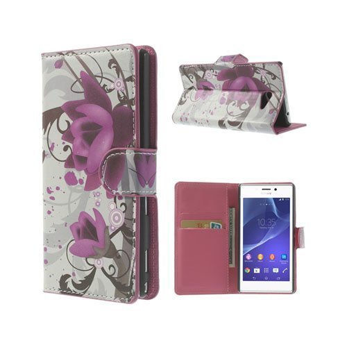 Festival Violetit Kukat Sony Xperia M2 Nahkakotelo