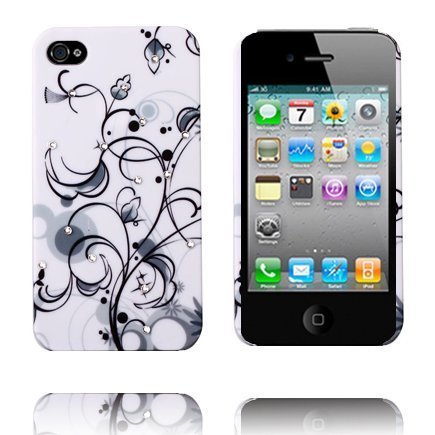 Flower Bling Musta Spiraali Iphone 4 / 4s Suojakuori