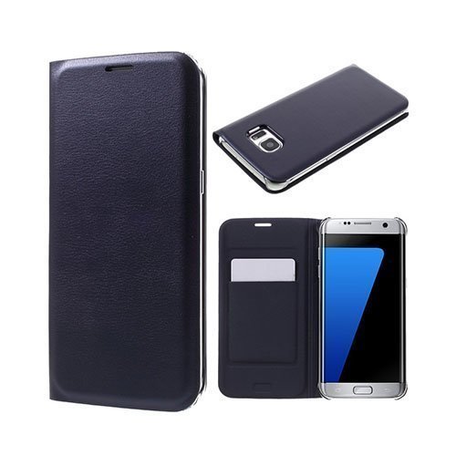 Folio Samsung Galaxy S7 Edge Nahkakotelo Läpällä Tummansininen