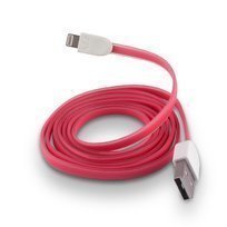 Forever Litteä USB Lightning lataus- ja synkronointikaapeli puhelimiin Pinkki