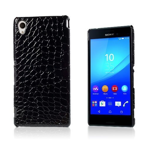 Fossum Sony Xperia M4 Aqua Kuori Krokottilinnahka Musta