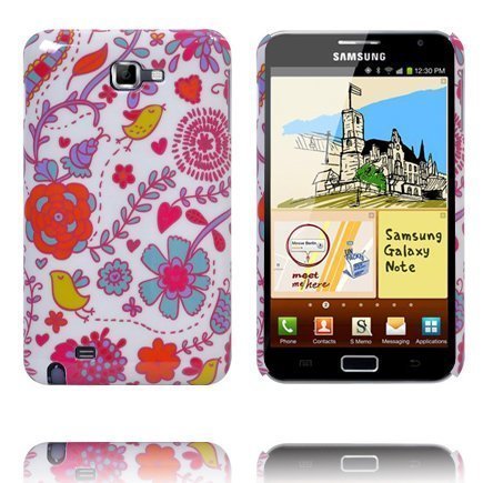 French Garden Punaiset Kukat & Keltaiset Linnut Samsung Galaxy Note Suojakuori