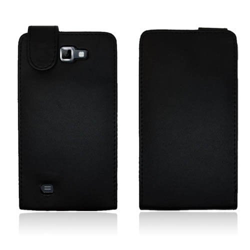 Front Flip Musta Samsung Galaxy Note Nahkakotelo