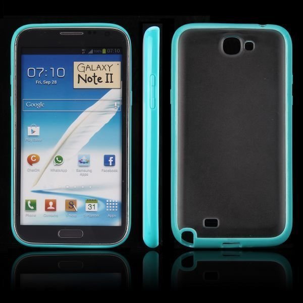 Frosty Ice Back Turkoosi Samsung Galaxy Note 2 Silikonikuori