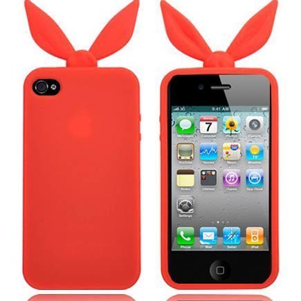Funny Bunny Punainen Iphone 4 / 4s Silikonikuori