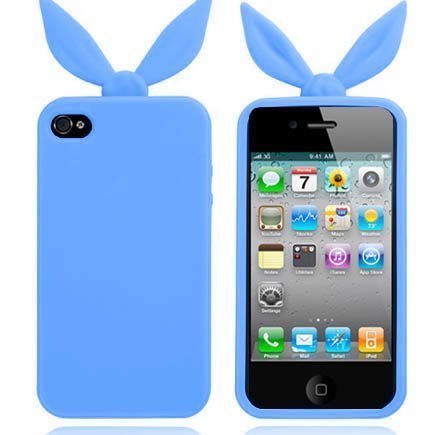 Funny Bunny Sininen Iphone 4 / 4s Silikonikuori