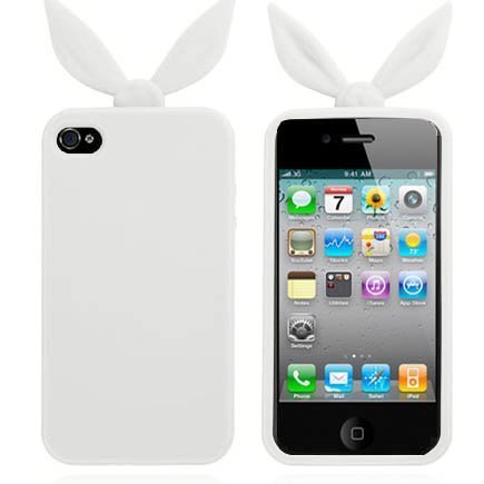Funny Bunny Valkoinen Iphone 4 / 4s Silikonikuori